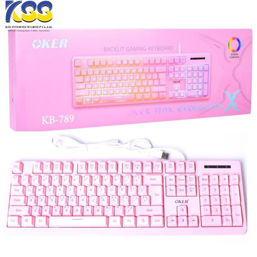 KEYBOARD OKER BACKLIT GAMING KB-789 (PINK)
