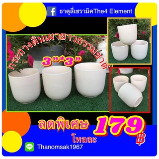 กระถางดินเผา 3"x3"รูปไข่ ขาวธรรมชาติ ไม่มีจานรอง 12 ใบ 179