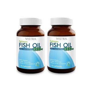 VISTRA Salmon Fish Oil 1000 mg Plus Vitamin E น้ำมันปลาแซลมอน(75 แคปซูล) x 2 ขวด