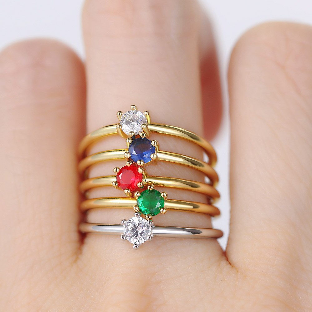 Zhouyang(โจวหยาง)หลากสี บางแหวนสำหรับผู้หญิงสีเหลืองสีทอง คิวบิกเซอร์โคเนียแต่งงานหมั้นแหวนนิ้วเครื่องประดับเครื่องประดับแฟชั่น R112