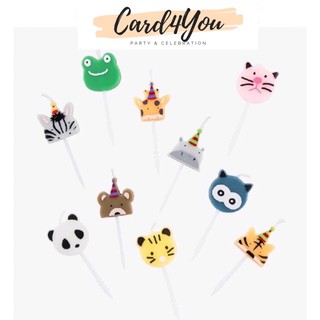 [Card4You]🦊เทียนวันเกิด Party Animals Birthday Candles เซ็ทละ 5 แท่ง