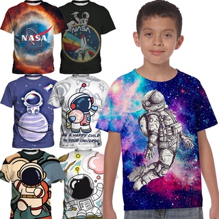 เสื้อยืด พิมพ์ลายจรวด NASA แฟชั่นฤดูร้อน สําหรับเด็กผู้ชาย และเด็กผู้หญิง