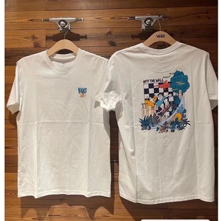 [S-5XL] ใหม่ VANS เสื้อยืดแขนสั้น ผ้าฝ้าย ทรงหลวม ลายสเก็ตบอร์ด ศิลปะเอเชียนลีก อเมริกัน สําหรับผู้ชาย และผู้หญิง