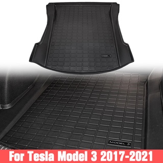 Tesla อุปกรณ์เสริมTE Car Rear Trunk Mat for Tesla Model 3 20172021 Waterroof rotective ad ads Cargo Liner Trunk Tray Flo