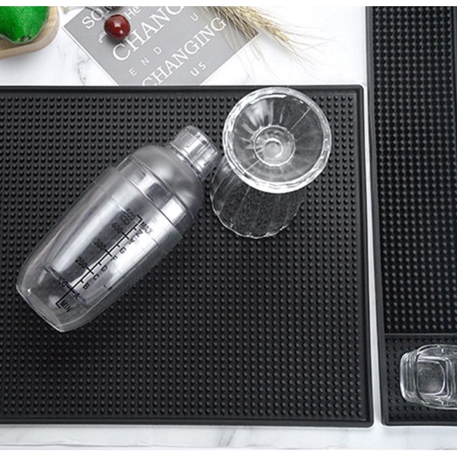 Bar Mat ยางรองบาร์ 30cm*15cm สีดำ แผ่นยางรองเชคเกอร์ กันลื่น กันแก้วน้ำหกเลอะเทอะ - รูปที่ 3