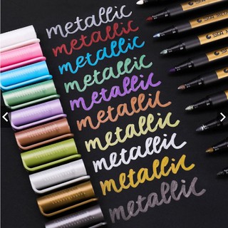 1 Piece Premium Metallic Markers Pens, Metal Art Permanent Medium-Tip, Rock Painting,Paint Markers for Ceramic Painting, Glass, DIY Craft, Gift Card Making