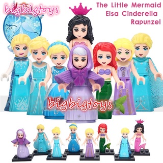 บล็อกตัวต่อToysเจ้าหญิง F010-017 Frozen Elsa Cinderella Alana Beast Rapunzel ขนาดเล็ก