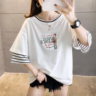 ⚡️ พร้อมส่ง⚡️เสื้อยืด-ใหม่เสื้อยืดสกรีน สไตล์เกาหลี ผ้านิ่มใส่สบายรับรองไม่ย้วยไม่ร้อนNO:983