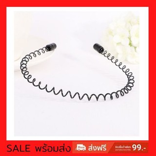 คาดผมผู้ชาย ที่คาดผม ที่คาดผมเหล็ก คาดผมลวดสีดำ  Unisex men women Black Metal Loop hoop sport yoga Headband