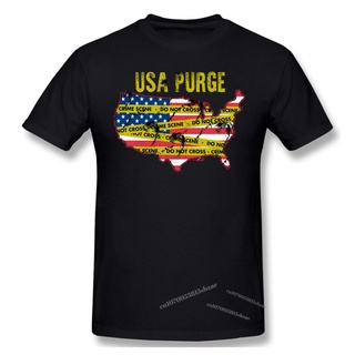 เสื้อยืดแขนสั้น ผ้าฝ้าย พิมพ์ลาย Usa PURGE แฟชั่นฤดูร้อน สําหรับผู้ชาย และผู้หญิงS-5XL