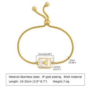 Vnox สร้อยข้อมือโซ่ จี้ตัวอักษร A-Z 26 ตัวอักษร สีทอง แฮนด์เมด หรูหรา สําหรับผู้หญิง