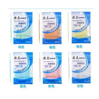 ไม้จิ้มฟันพลาสติก 2 ด้าน แบบซอง 100 ชิ้น ( ส่งจากไทย )