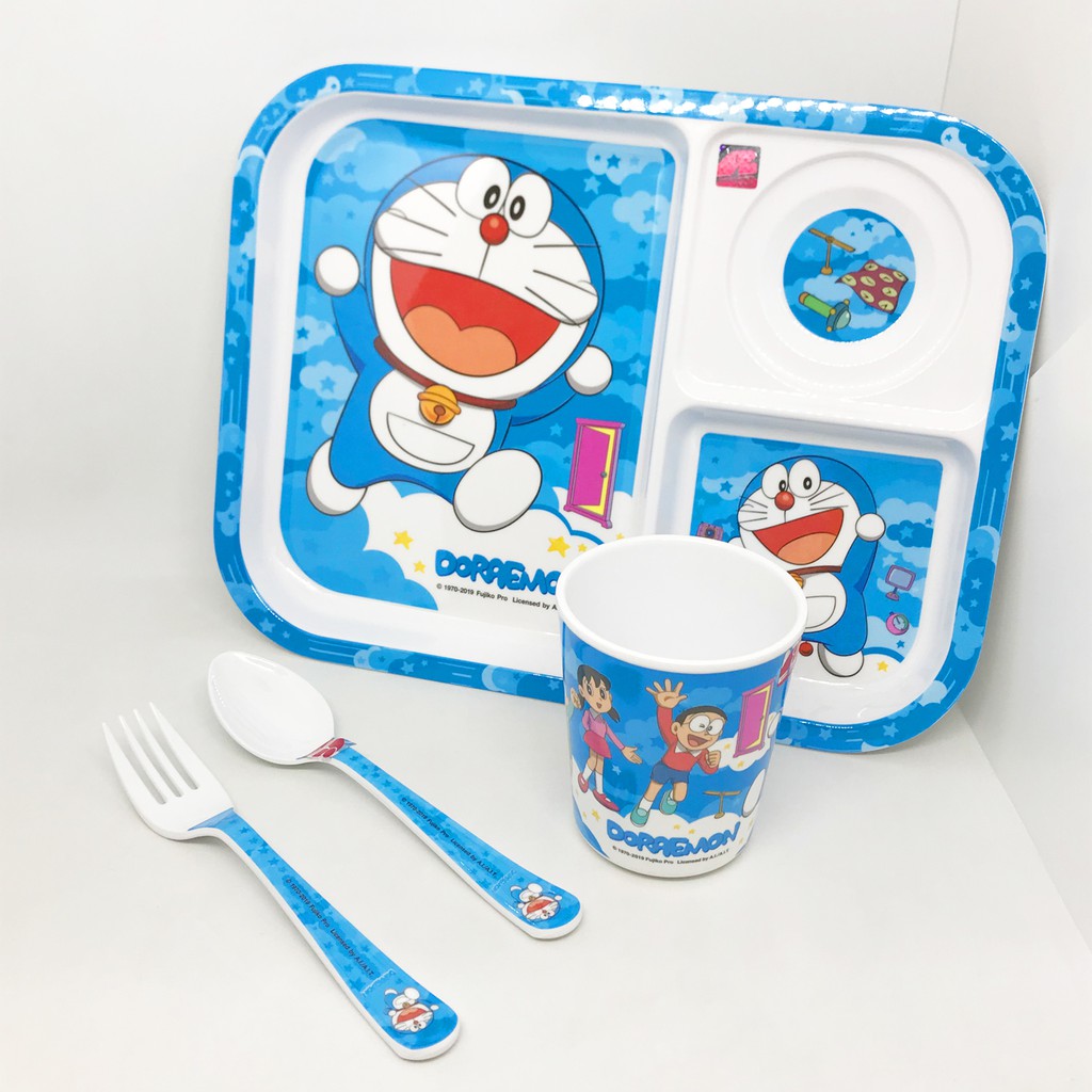ชุดจานข้าวเด็กเมลามีน 4ชิ้น Doraemon Sky-DS01X6 ยี่ห้อศรีไทยซุปเปอร์แวร์