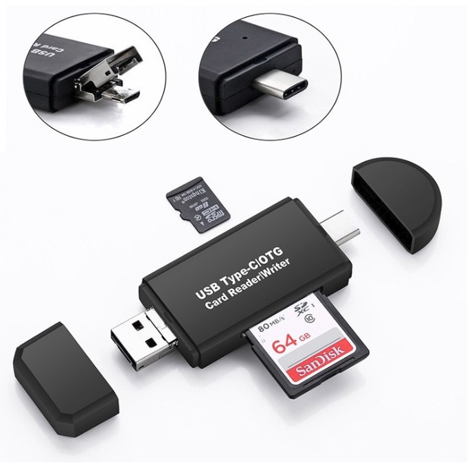 SD/MicroSD(TF) Card Reader to Type-c / Micro USB / USB OTG adapter USB3.0 การ์ดรีดเดอร์ ตัวอ่าน SD card