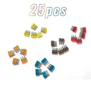 ฟิวส์ 3 Pins 5A 7.5A 10A 15A 20A สําหรับ Ford Focus Mondeo Dodge JEEP 25 ชิ้น