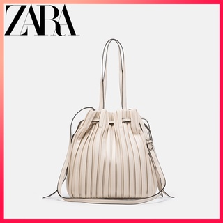 Zara กระเป๋าถือ กระเป๋าสะพายไหล่ ทรงบักเก็ต ขนาดใหญ่ แฟชั่นใหม่ สําหรับสตรี