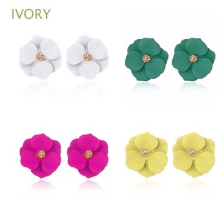 Ivory เครื่องประดับ ต่างหู รูปกลีบดอกไม้น่ารัก สไตล์คลาสสิก เรียบง่าย สําหรับผู้หญิง