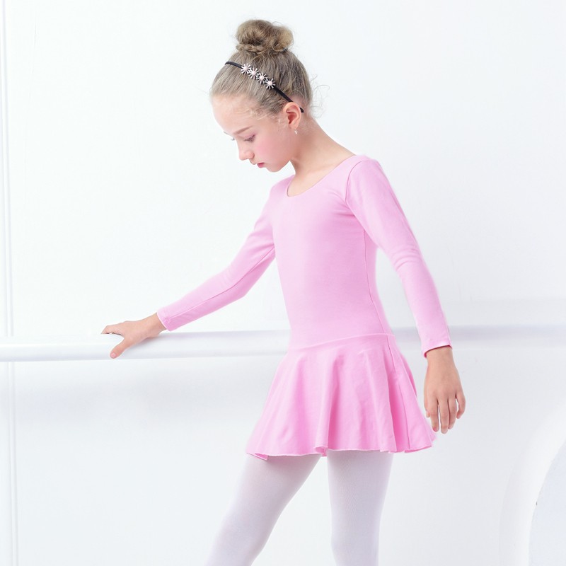 เด็กสีชมพูผ้าฝ้ายบัลเล่ต์ ล อีโอทาร์ด ชุดสาวเต้นรําฝึกชุด