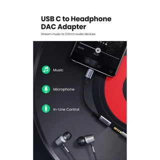 UGREEN รุ่น AV161 หางหนู USB C to 3.5mm Adapter Full Compatibility Audio Cable Audio Adapter USB C to Aux Adapter Audio