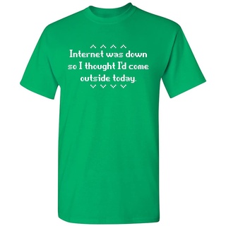 T-shirt  เสื้อยืดคอกลม ผ้าฝ้าย พิมพ์ลาย Internet was Down Geek Nerd College Tech คุณภาพสูง สไตล์เรโทร สําหรับผู้ชายS-5XL