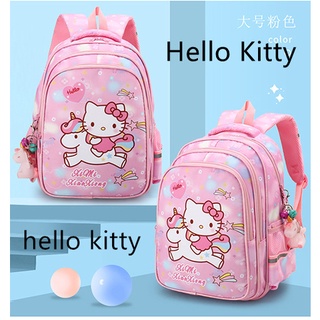 กระเป๋าเป้สะพายหลัง ผ้าไนล่อน กันน้ํา ขนาดใหญ่ จุของได้เยอะ ลาย hello kitty น่ารัก คุณภาพสูง สําหรับเด็กผู้หญิง