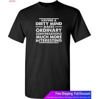 ผ้าฝ้ายแท้เสื้อยืดแขนสั้น Dirty Mind Graphic Novelty Sarcastic Funny T Shirt Sports T-shirtS-4XL