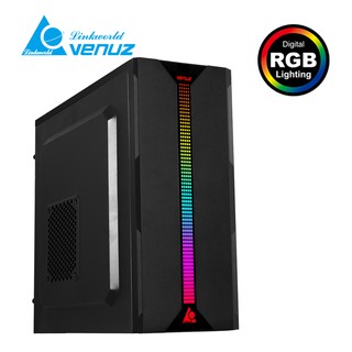 VENUZ micro ATX Computer Case VC 1919 with RGB LED Lighting - Black