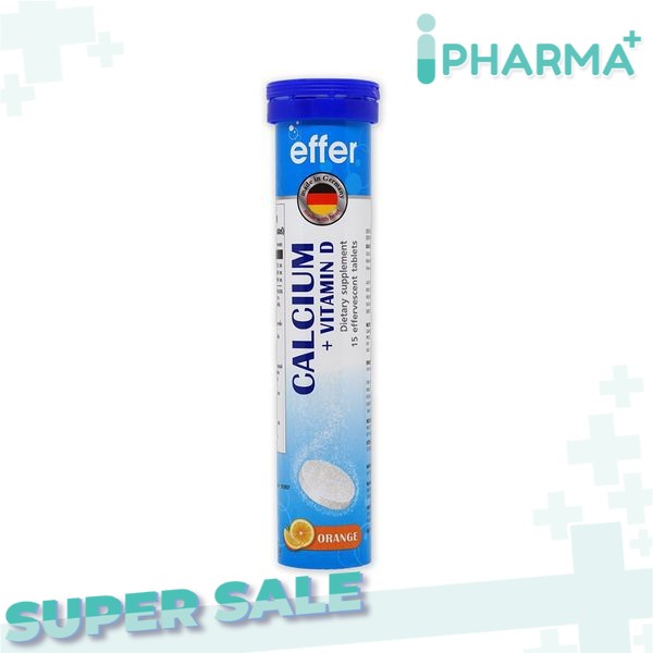 EFFER CALCIUM+VITAMIN D วิตามินกระดูก และฟัน เม็ดฟู่ 15 เม็ด [รับประกันของแท้ 100%]