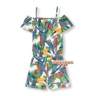 [แท้]PL306 ชุดจั้้มสูทลายนก The Childrens Place รุ่น Tropical Bird Print Off-Shoulder Romper (สำหรับเด็กอายุ 4 ปี)