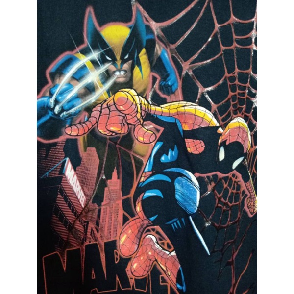 เสื้อยืด มือสอง ลายการ์ตูน หนัง MARVEL ป้ายดำ SPIDERMAN อก 46 XL