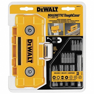 DEWALT ชุดดอกไขควง15ชิ้น+กล่อง Magnetic ToughCase DWMTC15