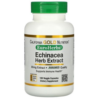 NEW 🌏Pre Order⚡️California Gold Nutrition, EuroHerbs, Echinacea Herb Extract, 80 mg, 180 Veggie Capsules🇺🇸