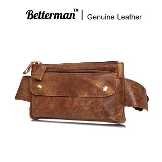 หนังแท้ ! กระเป๋าคาดอกผู้ชายหนังแท้ | Betterman™ Genuine Leather Chest Bag, Belt Bag