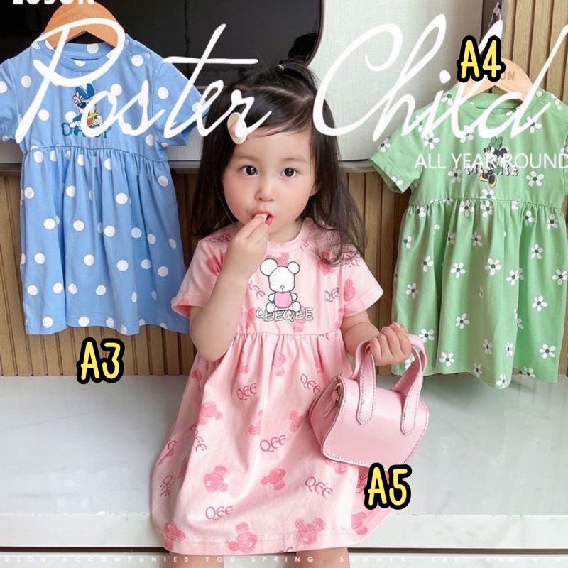 พร้อมส่ง เดรสลูกสาวสีพาสเทล ผ้าคอตตอนนิ่มเด้ง