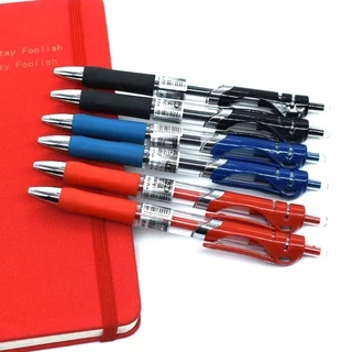 ปากกาหมึกเจล สีดํา แดง น้ําเงิน ขนาด 0.5 มม. 1 ชิ้น
