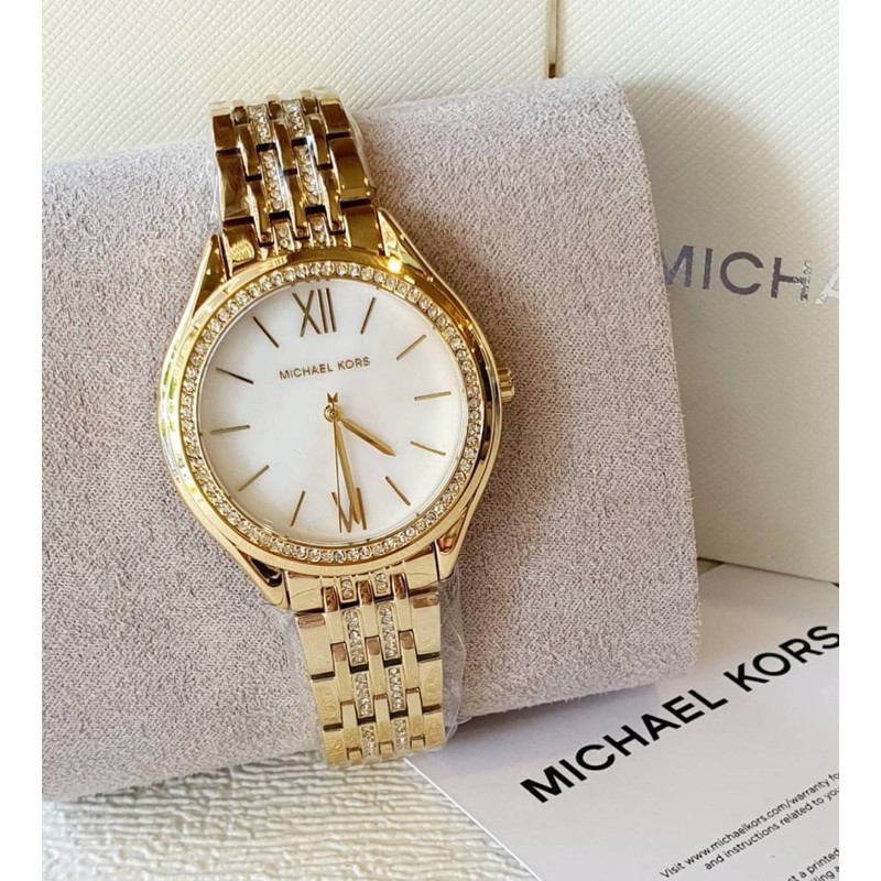 (ผ่อน0%) นาฬิกา นาฬิกา Michael Kors MK7078 Women's Mindy Three-Hand Gold-Tone Stainless Steel Watch หน้าปัด 36มม สีทอง