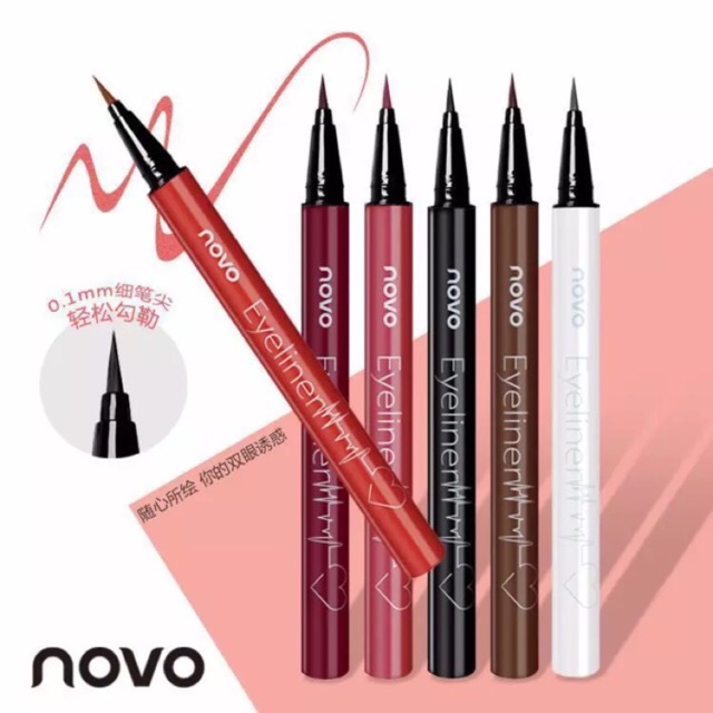 ใหม่Hot สุดๆ (6สีให้เลือก/ของแท้) โนโว novo Long eyeliner อายไลน์เนอร์ หัวแปรงเรียวเล็กสุดๆ