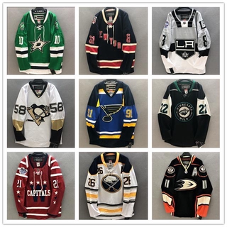 เสื้อกีฬาแขนยาว ทรงหลวม ขนาดใหญ่ ปักลาย Nhl Ice Hockey Jersey สไตล์ฮาราจูกุ แฟชั่นเรโทร