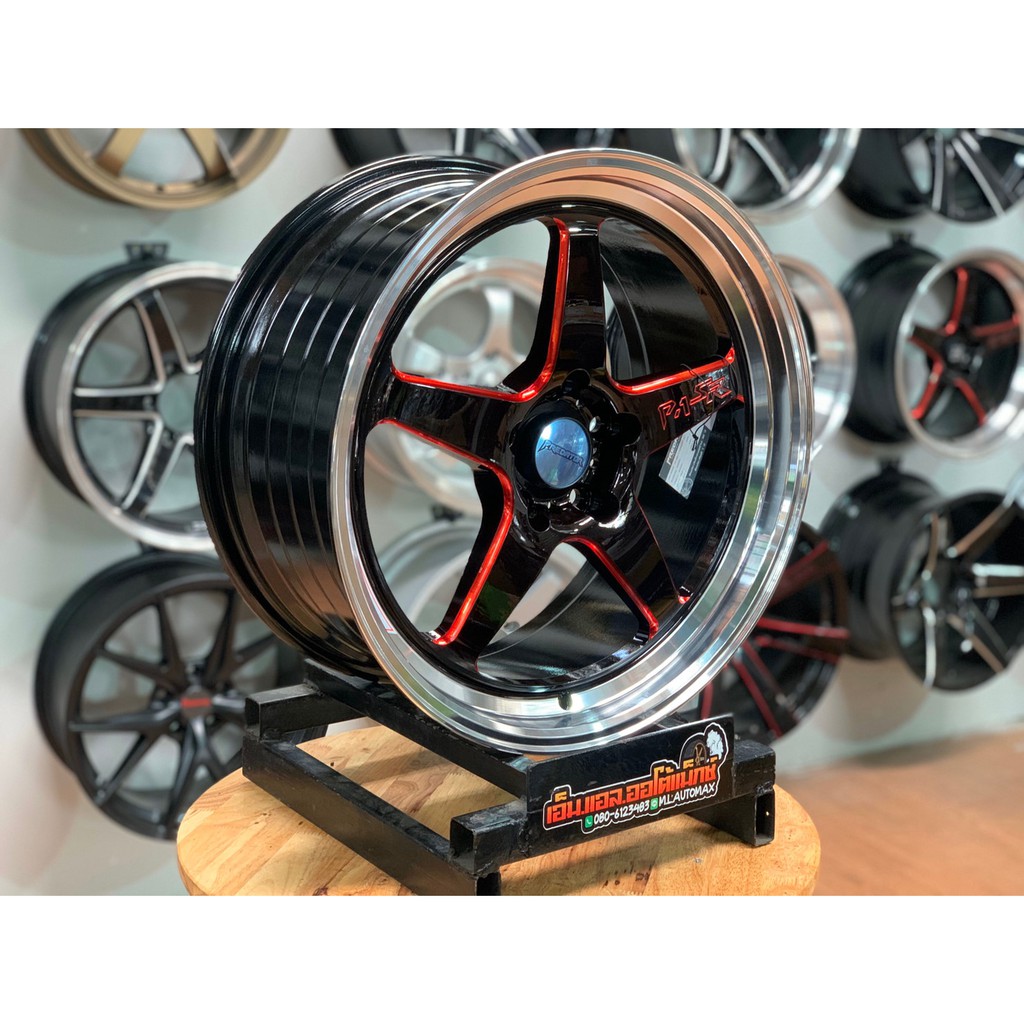 ล้อแม็กใหม่เวล Weld Predator PD32 18x8.5 5x114 ET35 สีดำขอบมิลลิ่งแดง ...
