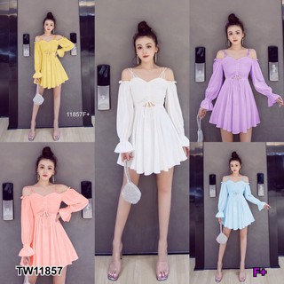 👗Pfashion [ส่งไว!!🚛] P11857 เดรสสายเดี่ยวรูดอก $22.99 $44.00 Casual