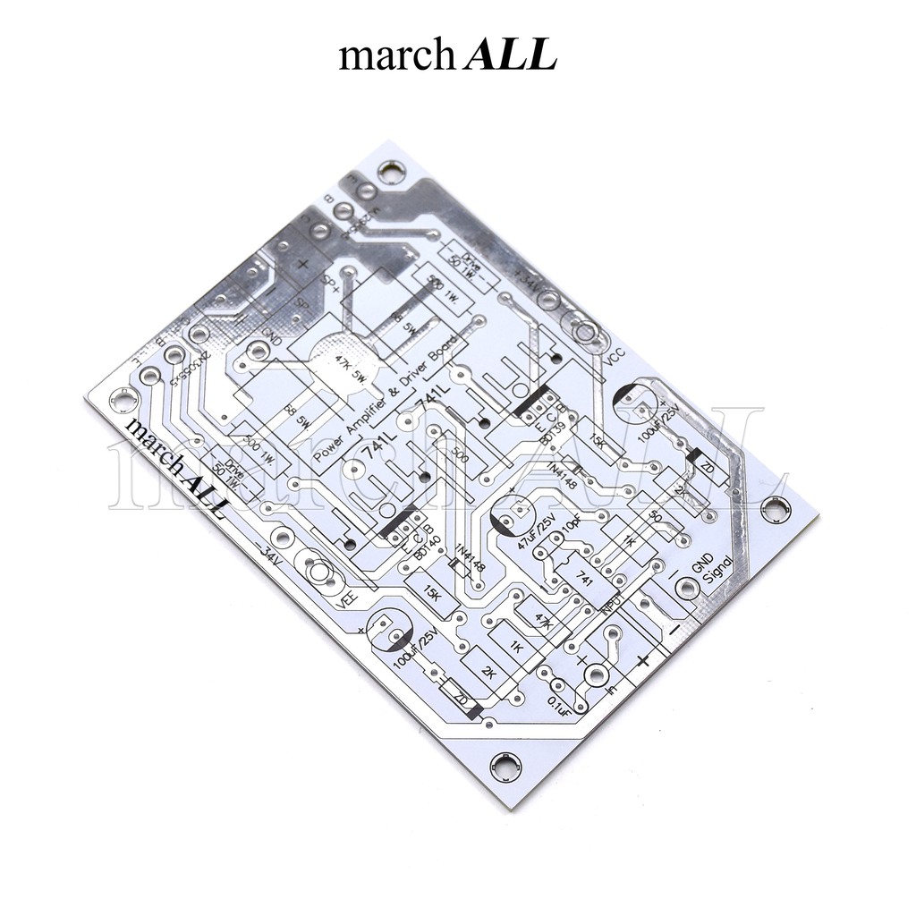 march ALL 741L แผ่นปริ้น PCB บอร์ดไดร์ 741 แอมป์ ขยายเสียง 600 วัตต์ DIY บอร์ด 73x104x28mm ปริ้นท์ 2