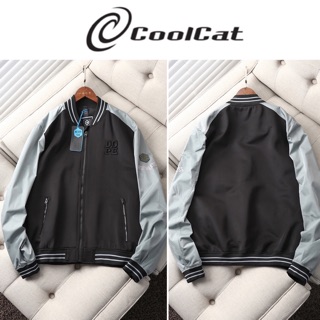 ▪️แจ็คเก็ตกันหนาว แจ็คเก็ตผ้าวอร์ม เสื้อเบสบอล สีทูโทน ดำ-เทา ▪️แบรนด์✨COOLCAT✨ (JK393)