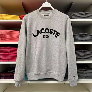 LACOSTE เสื้อกันหนาวแขนยาวลําลอง ผ้าฝ้าย ลายหนังจระเข้ สวมใส่สบาย สําหรับผู้ชาย