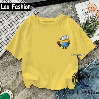Lau เสื้อยืดแขนสั้น พิมพ์ลาย Minion 2 Bob Papoy น่ารัก ไซซ์ S-XXL สําหรับผู้หญิง