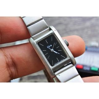 นาฬิกา Vintage มือสองญี่ปุ่น Kcb ระบบ Quartz สายสแตนเลส ทรง Cushion สภาพดี ใช้งานได้ปกติ หน้าปัด 21mm