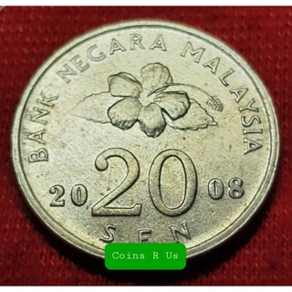 เหรียญต่างประเทศ มาเลเซีย ปี 1989 - 2011 ชนิด 20 เซนต์ ขนาด 23.59 มม. ผ่านใช้สวยน่าสะสม