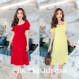 SILK MAXI DRESS✨แม็กซี่เดรสผ้าซิลล์ พริ้วๆ ใส่ปาดไหล่ได้