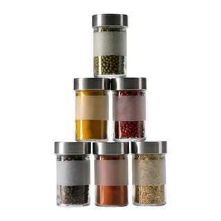 DROPP ขวดใส่เครื่องเทศ Spice jar ขนาด 9 ซล./ 6 ชิ้น (กระจกฝ้า-สแตนเลส)