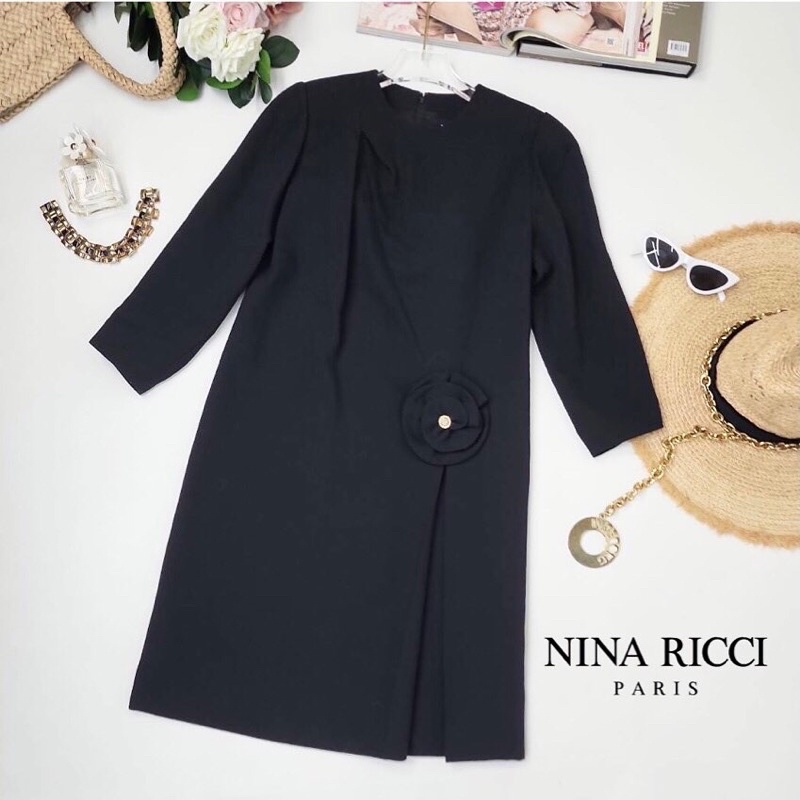 Vintage Dress NINA RICCI luxury brand สวย ผ้าผสม wool