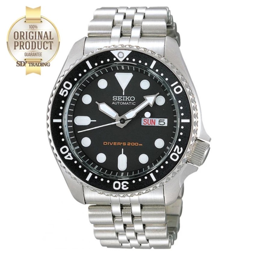 SEIKO Automatic Diver 200m Men's watch ขอบ Pepsi สีเงิน/สีดำ สายสแตนเลส รุ่น SKX007K2